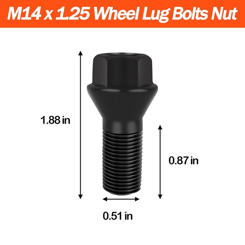 HomeInn Wheel Lug Bolt Stud M14×1.25 Lug Nuts Compatible with BMW F30 F35 F10 F25 X3 E70 X5 (5 Pack) - Image 2